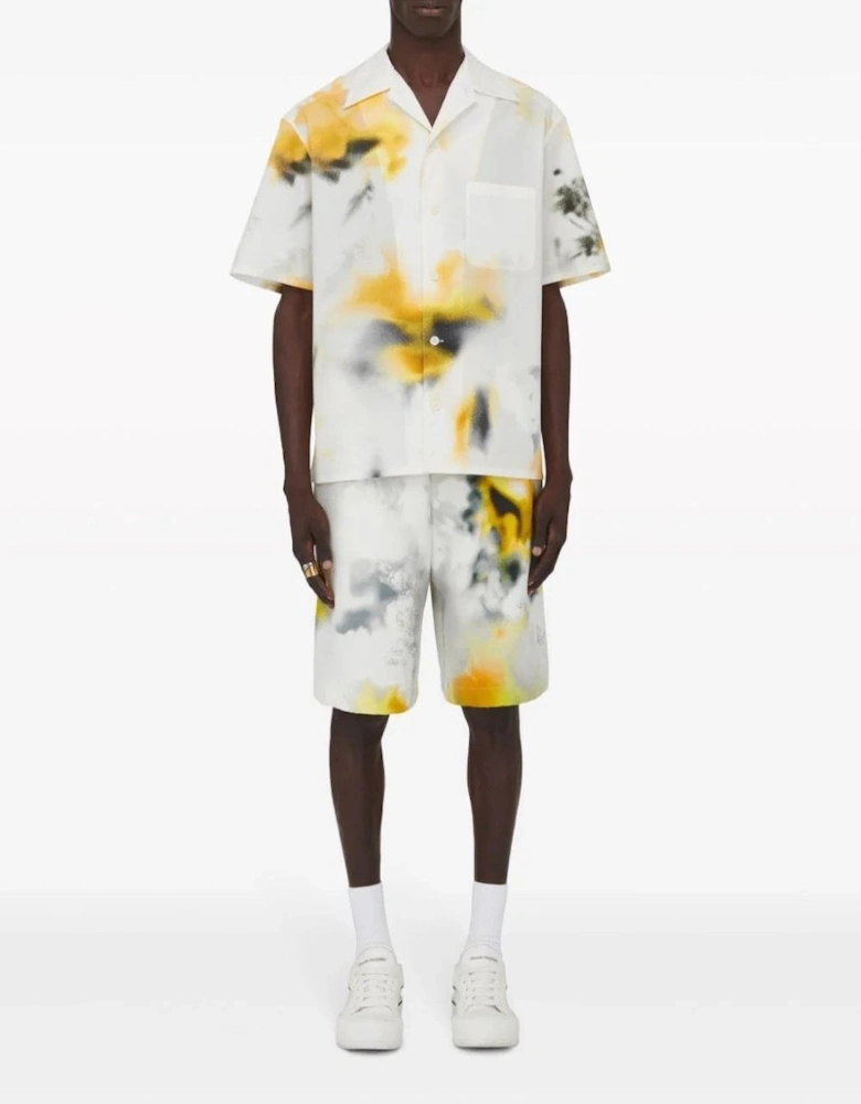 Obscured Floral Print Shirt White