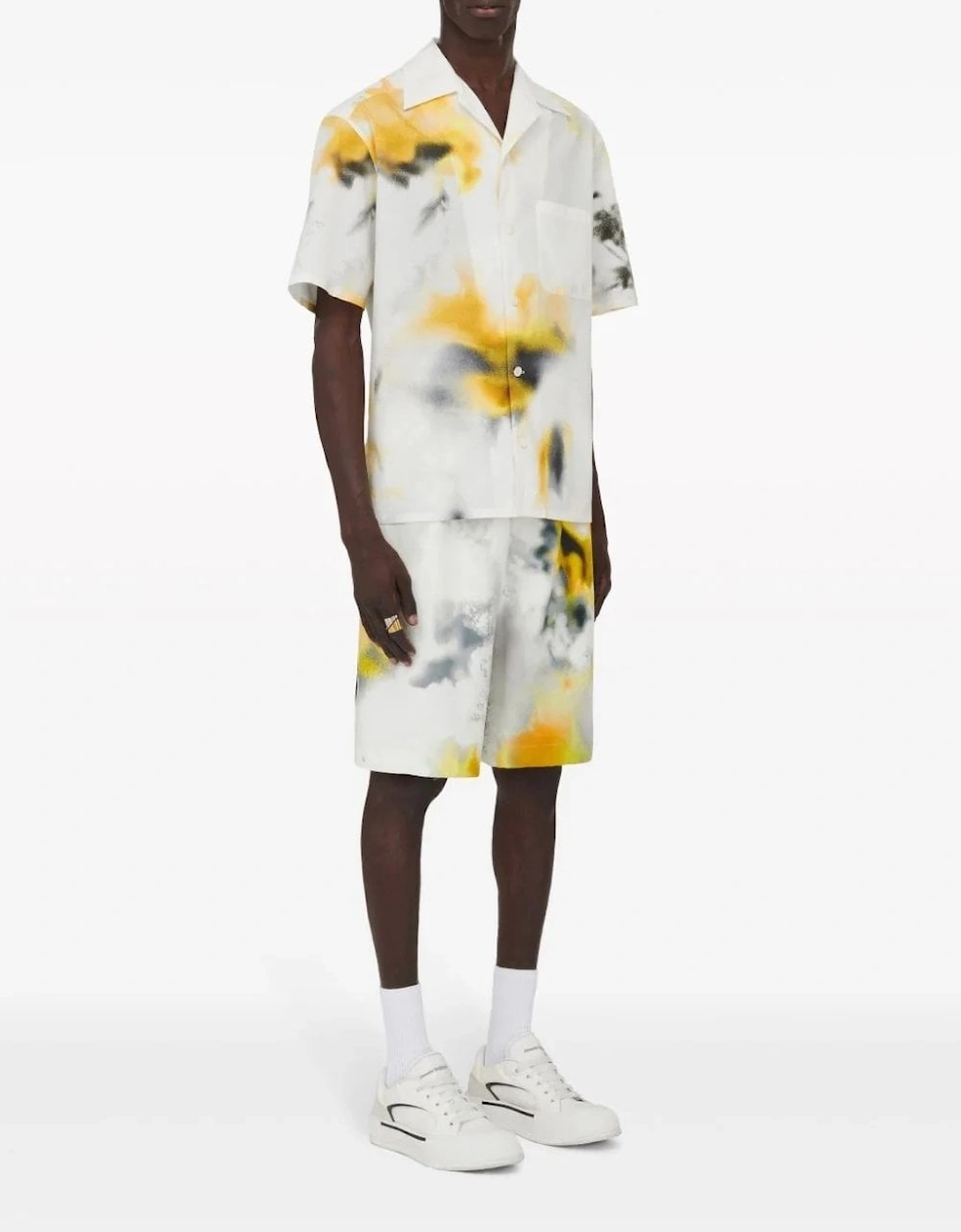 Obscured Floral Print Shirt White