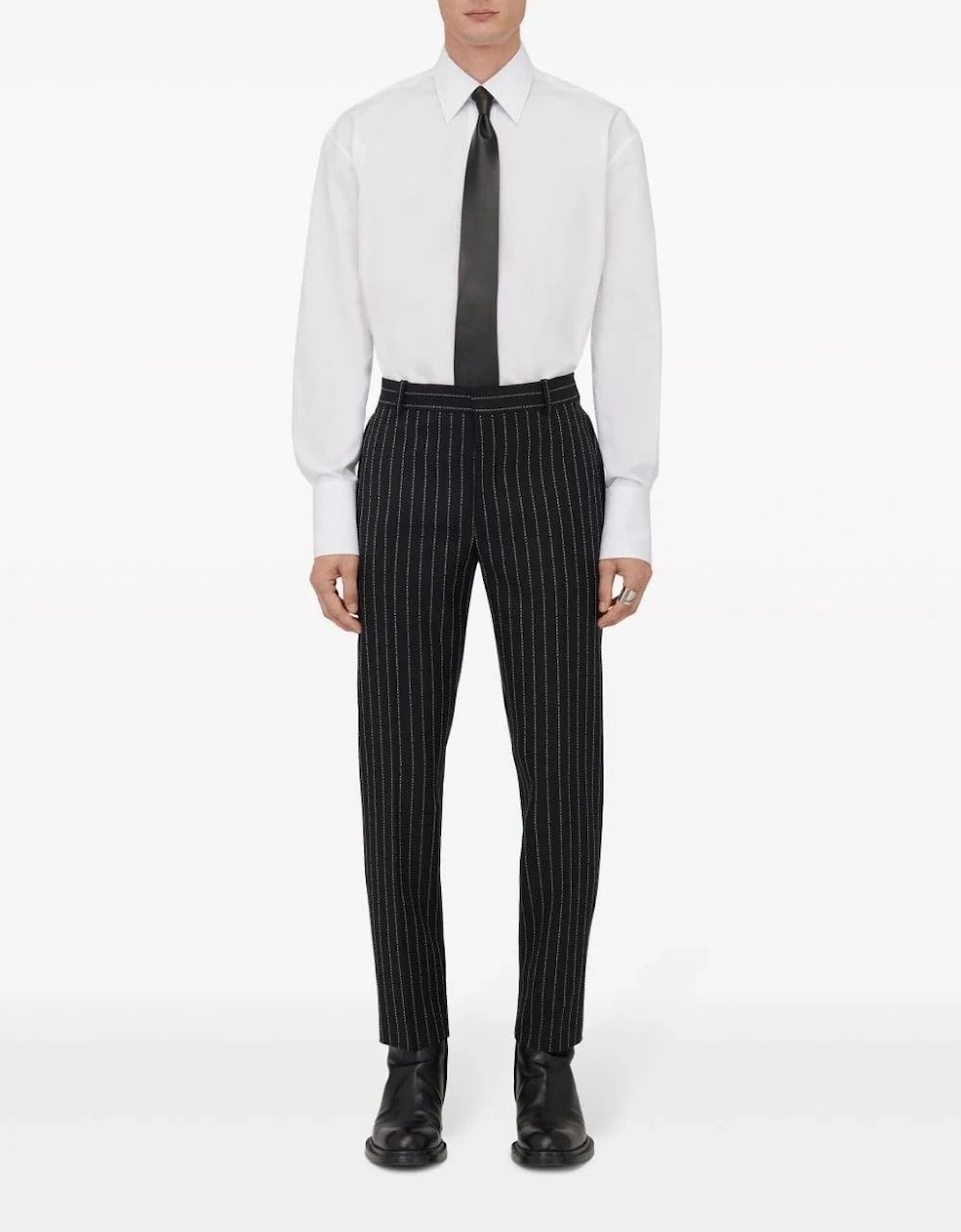 Lettered Pinstripe Trousers Black