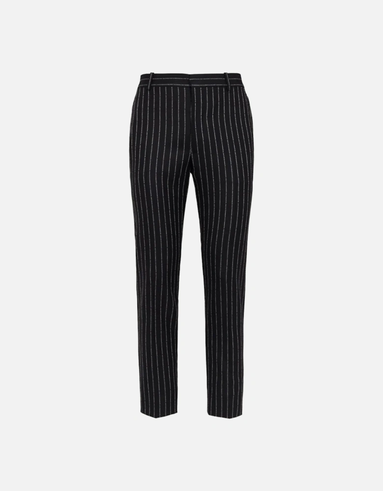 Lettered Pinstripe Trousers Black