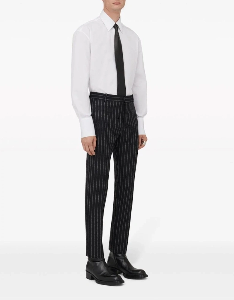 Lettered Pinstripe Trousers Black