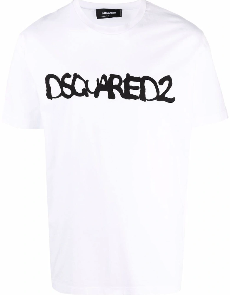 Fluorescent Spray Logo T-shirt in White