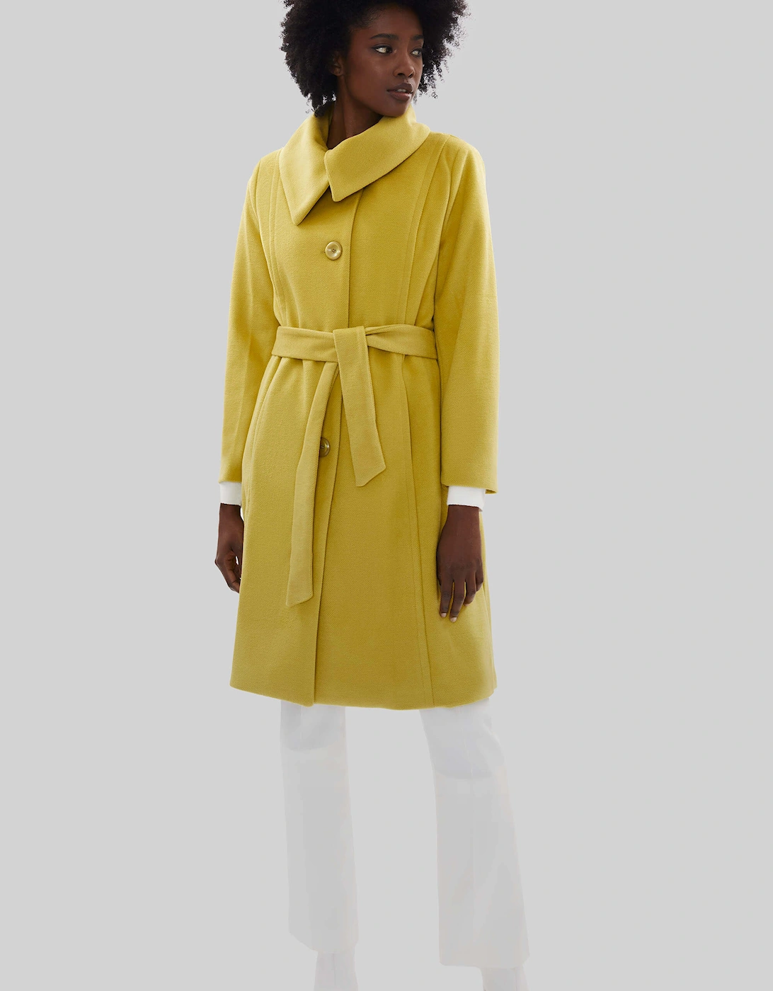 Large Collar Belted Coat Lime, 6 of 5