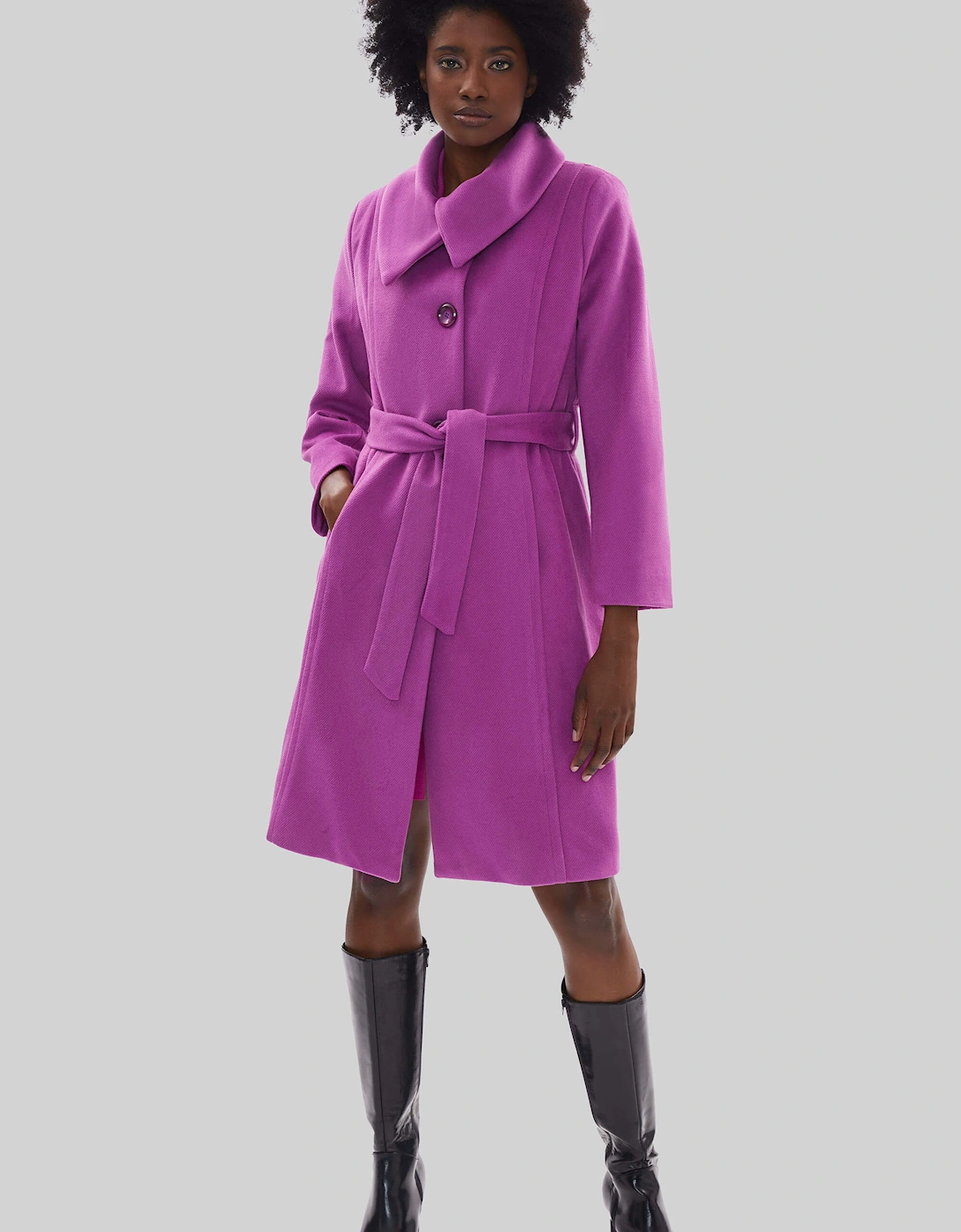 Large Collar Belted Coat Purple, 6 of 5
