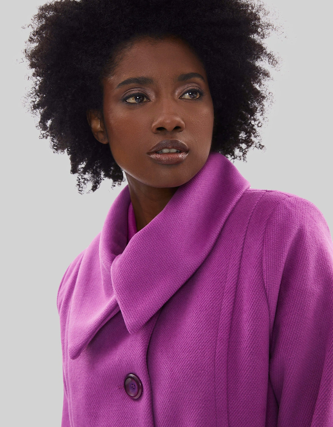 Large Collar Belted Coat Purple