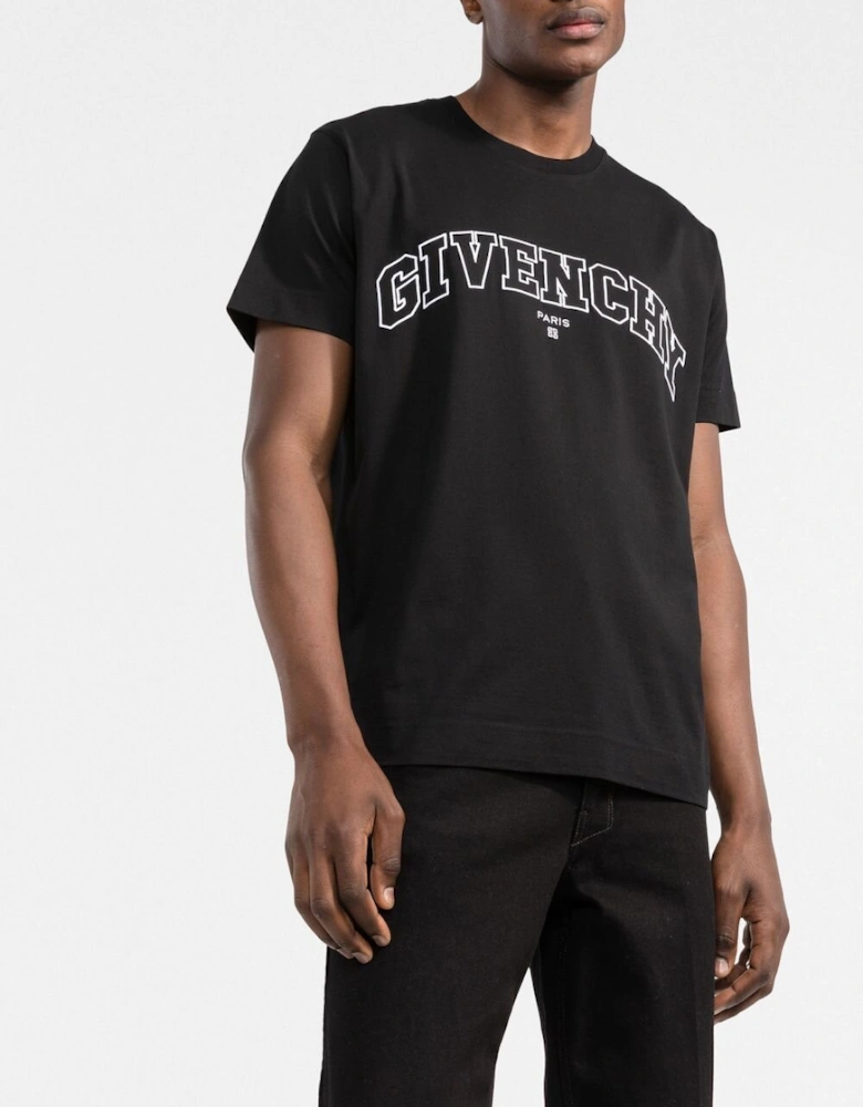 College Logo-embroidered T-shirt Black