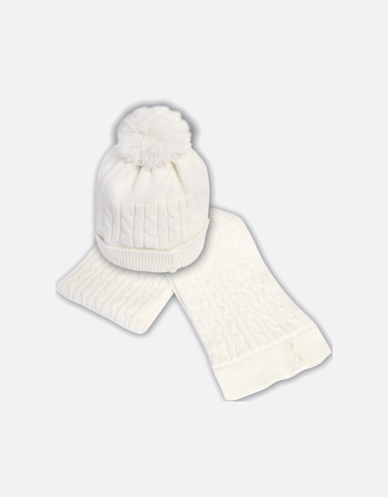 Ivory Knit Hat and Scarf