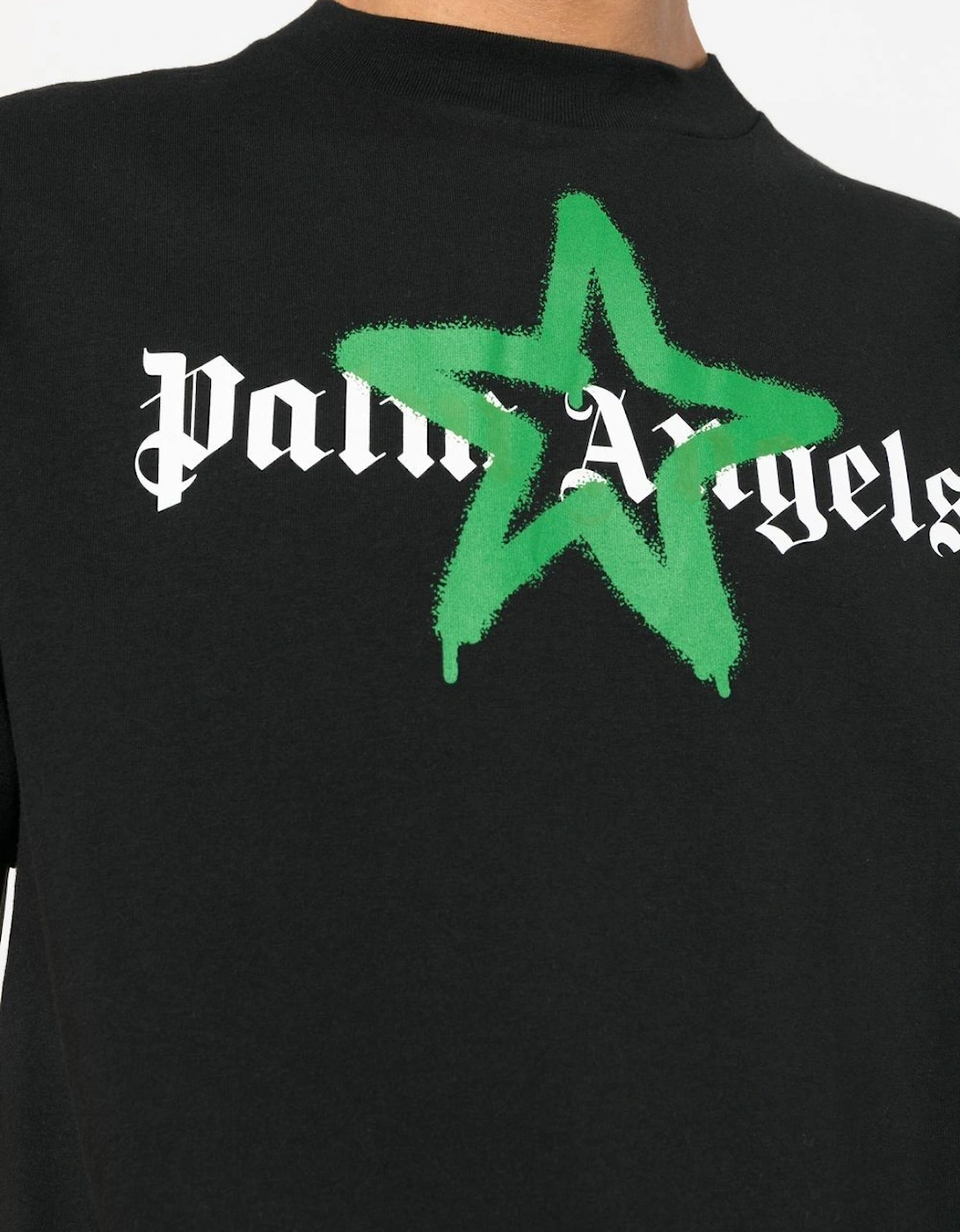 Green Star Sprayed Logo-print T-shirt Black