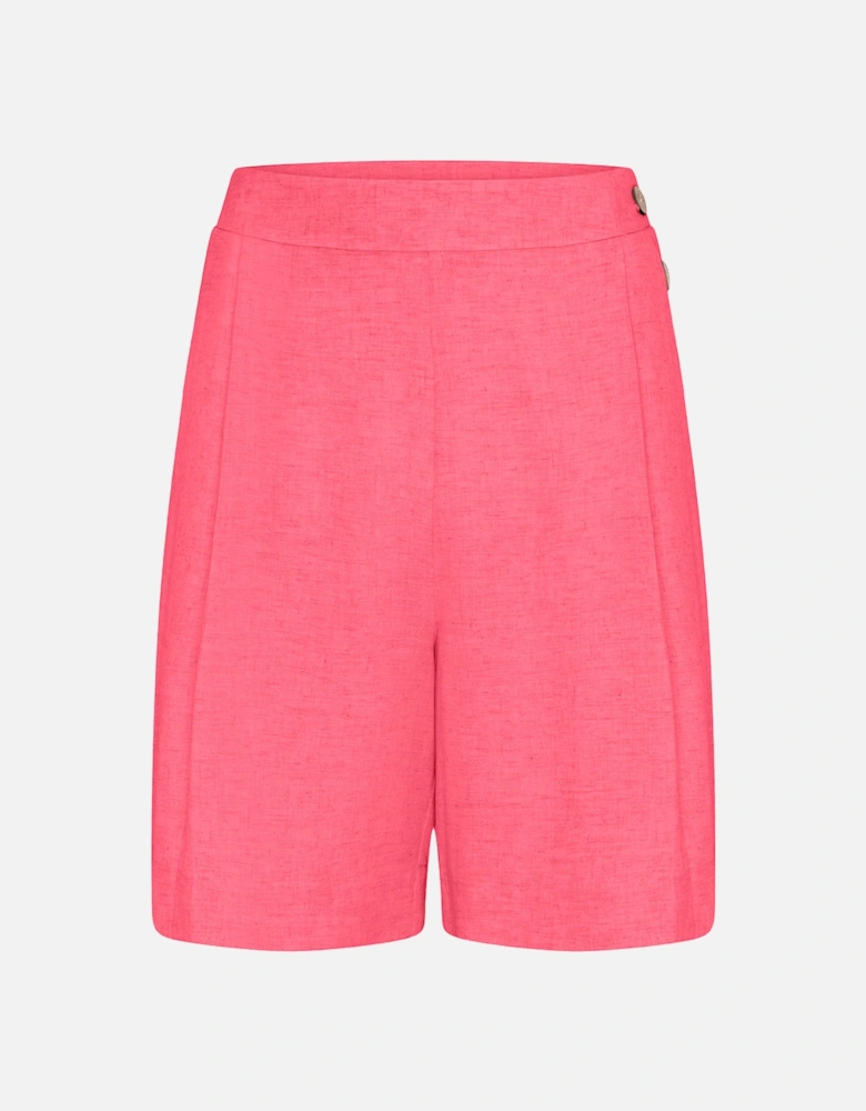 Linen High Waist Shorts in Hot Pink