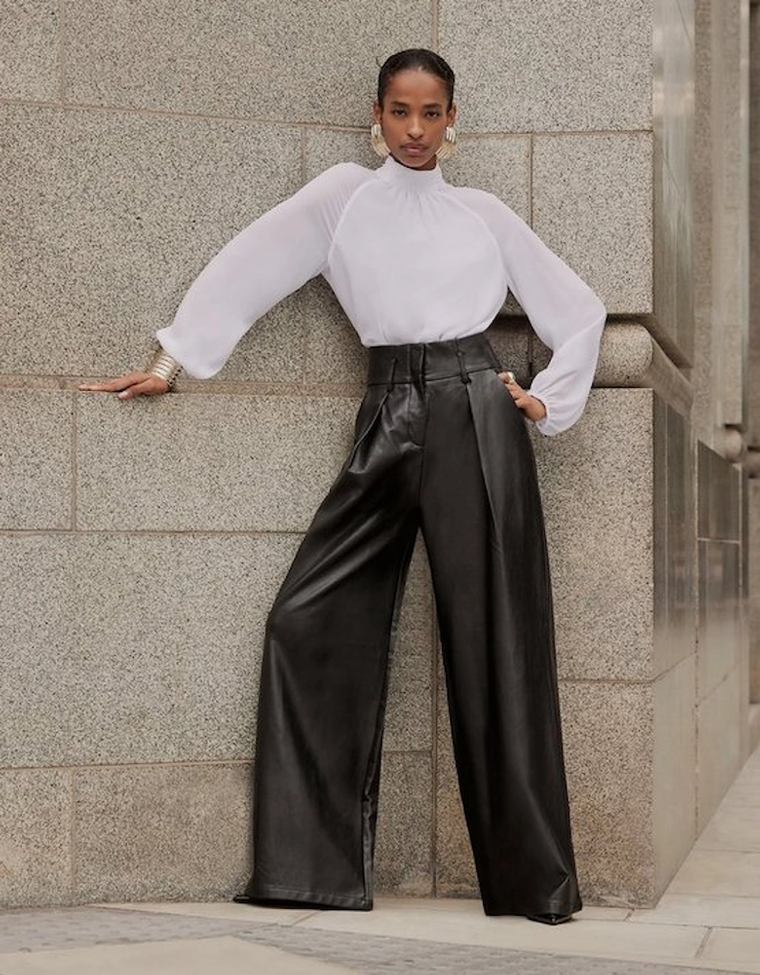 Faux Leather High Waisted Wide Leg Trousers, 5 of 4