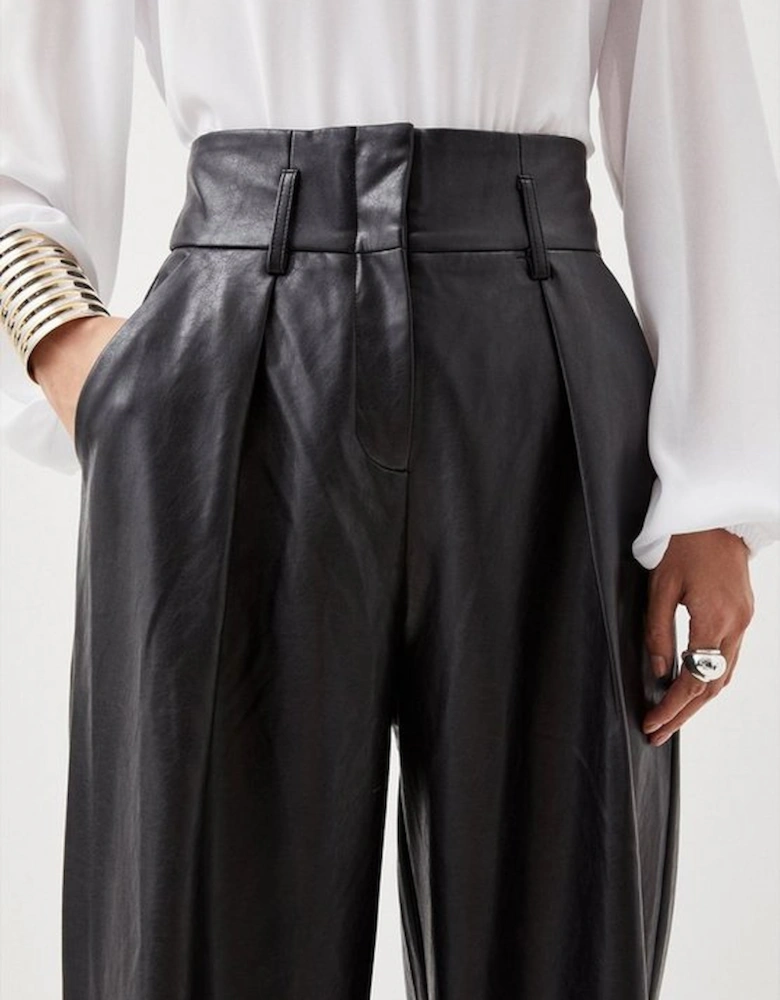 Faux Leather High Waisted Wide Leg Trousers