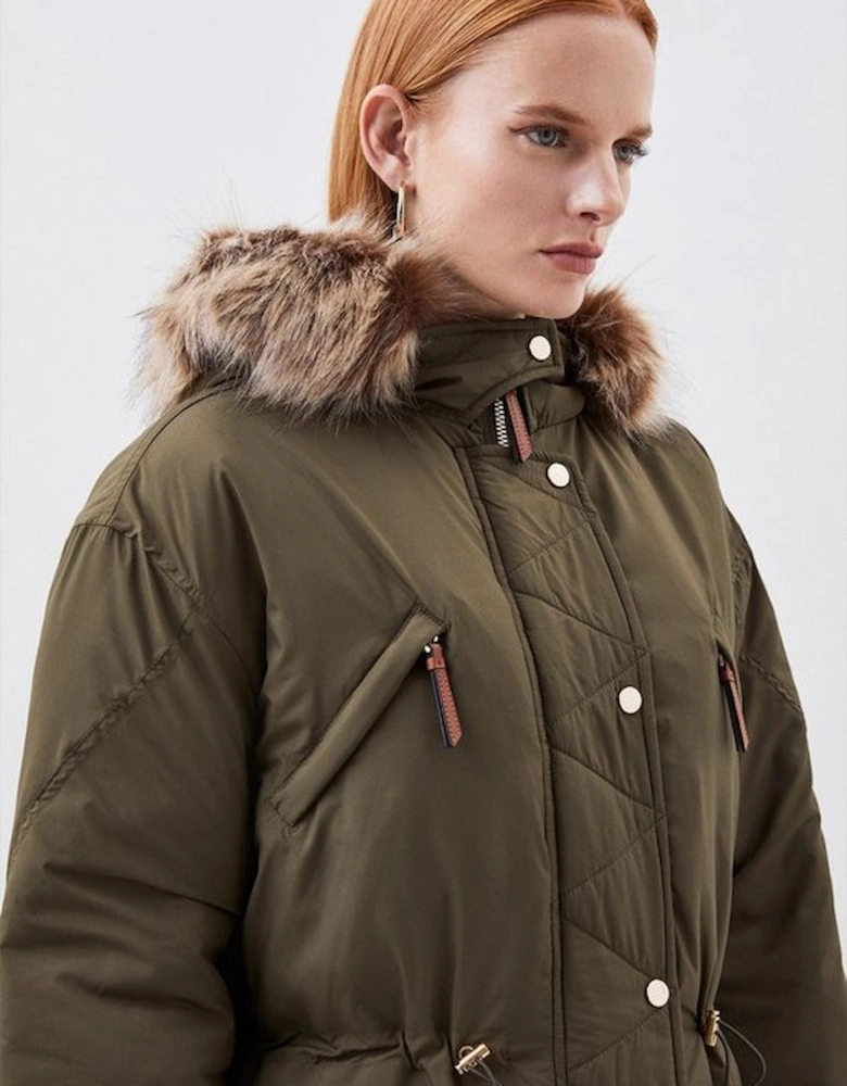 Faux Fur Hooded Padded Parka Coat