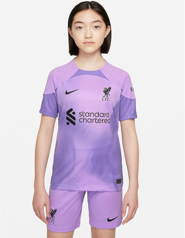 Liverpool Fc Junior 22/23 Home Goalkeeper Short Sleeved Shirt - Purple