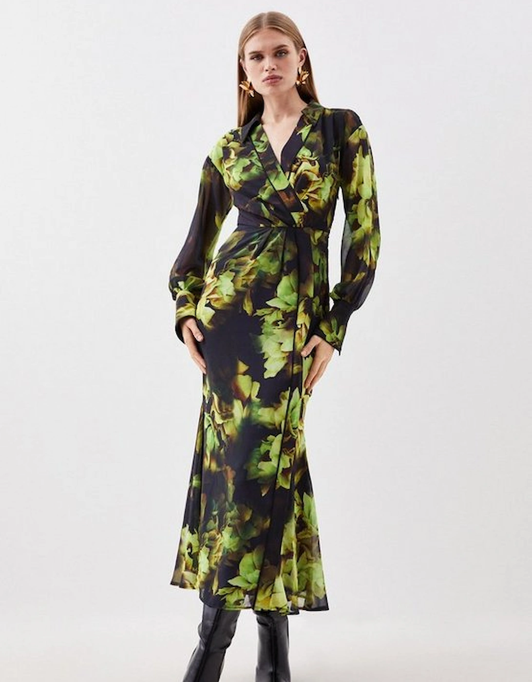 Floral Printed Georgette Woven Maxi Dress, 5 of 4