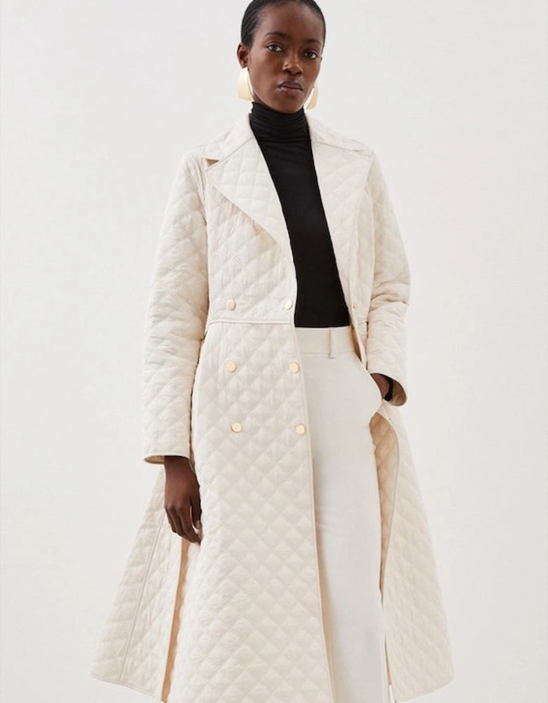 Quilted Full Skirt Midi Coat