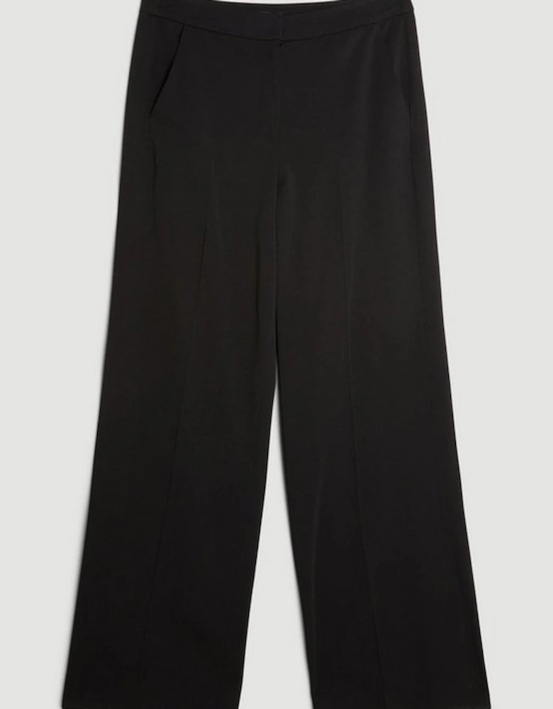 Polished Viscose Wide Leg Tailored Trousers