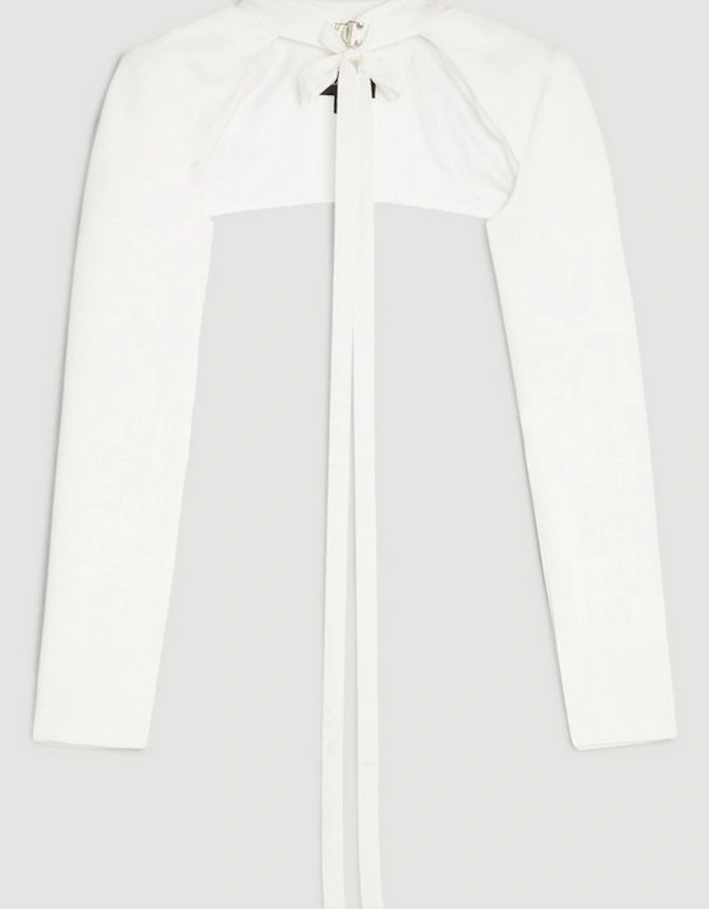 The Founder Compact Stretch Viscose Neck Tie Tailored Bolero Jacket