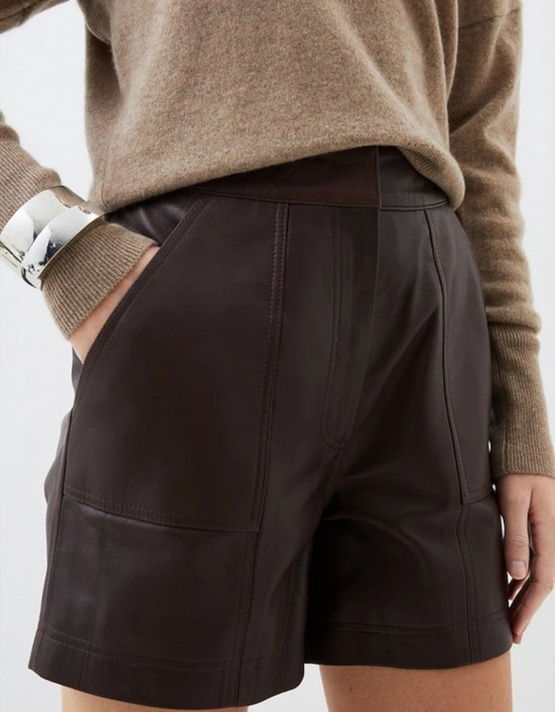 Clean Leather Pocket Detail Shorts