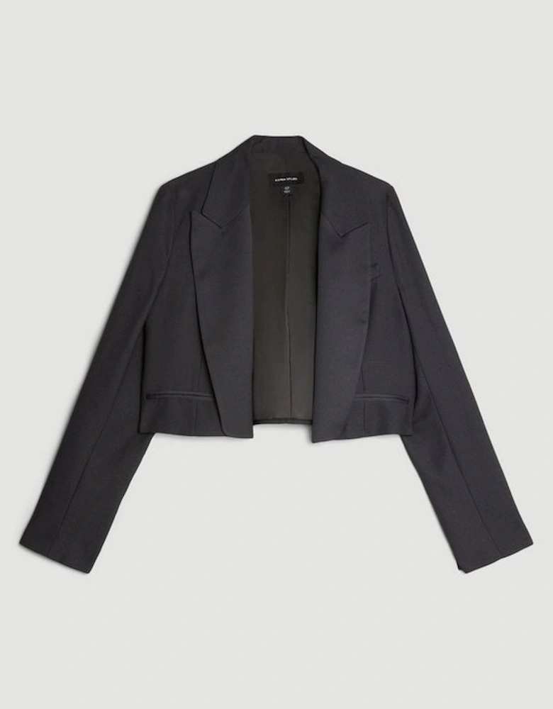 Tailored Satin Back Crepe Cropped Blazer