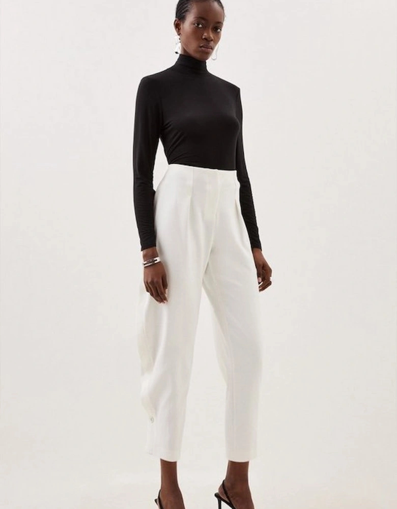 Tailored Compact Stretch Barrel Leg Trousers