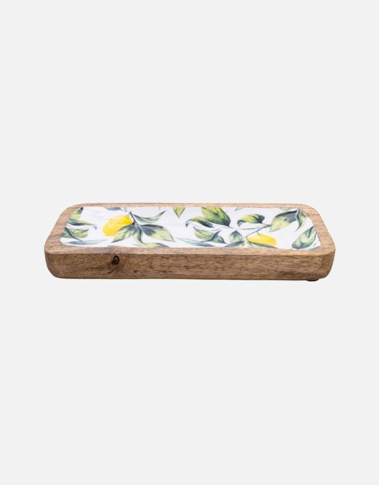 Handcrafted Lemons & Leaves Mango Wooden Serving Platter 30.5cm