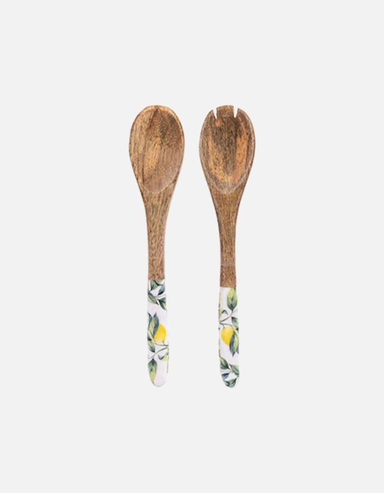 Handcrafted Lemon Wooden Fork & Spoon Set Of 2