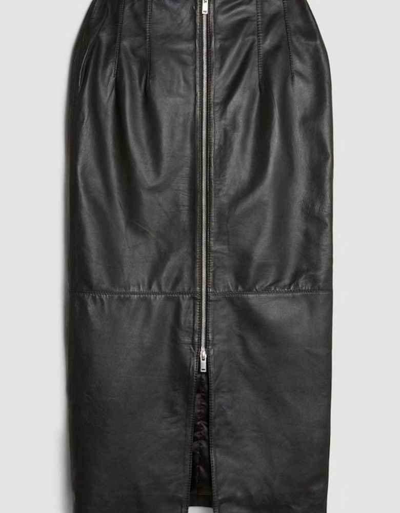 Leather Zip Through Maxi Pencil Skirt