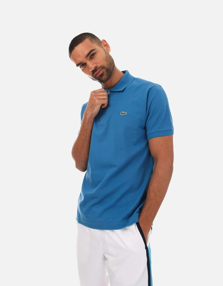 Mens Short Sleeved Ribbed Collar Polo Shirt