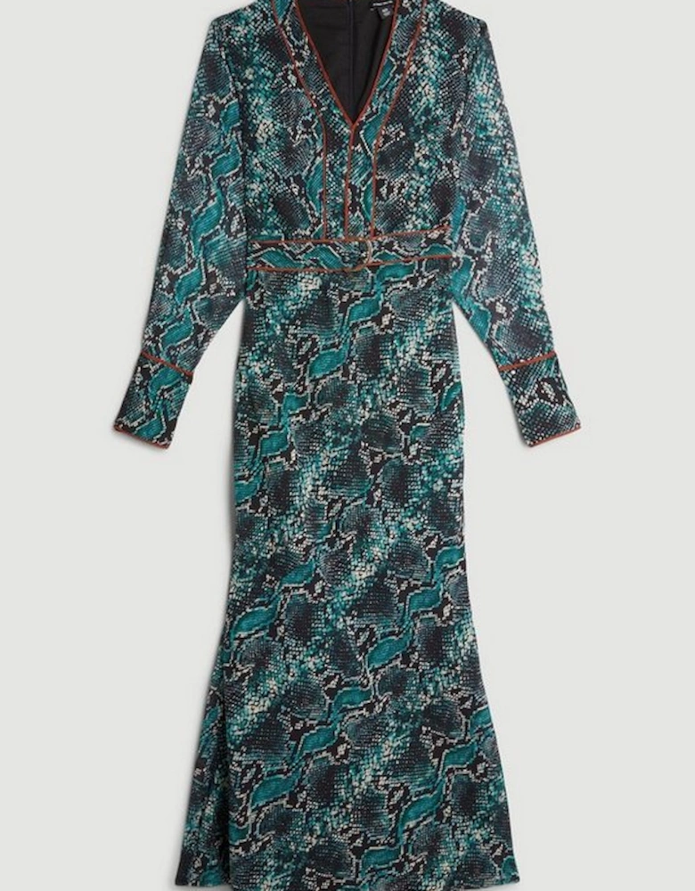 Petite Printed Georgette Woven Maxi Dress With Scarf Detail