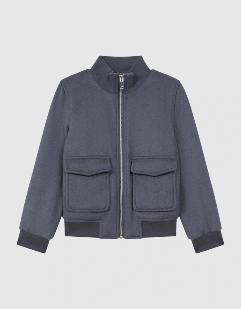 Wool Blend Zip-Through Jacket