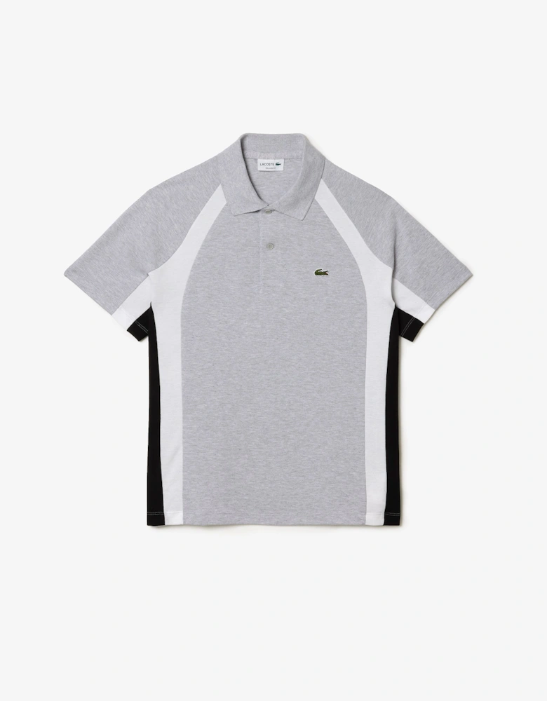 Mens Cotton Mini-Pique Colourblock Polo Shirt