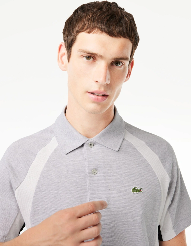 Mens Cotton Mini-Pique Colourblock Polo Shirt