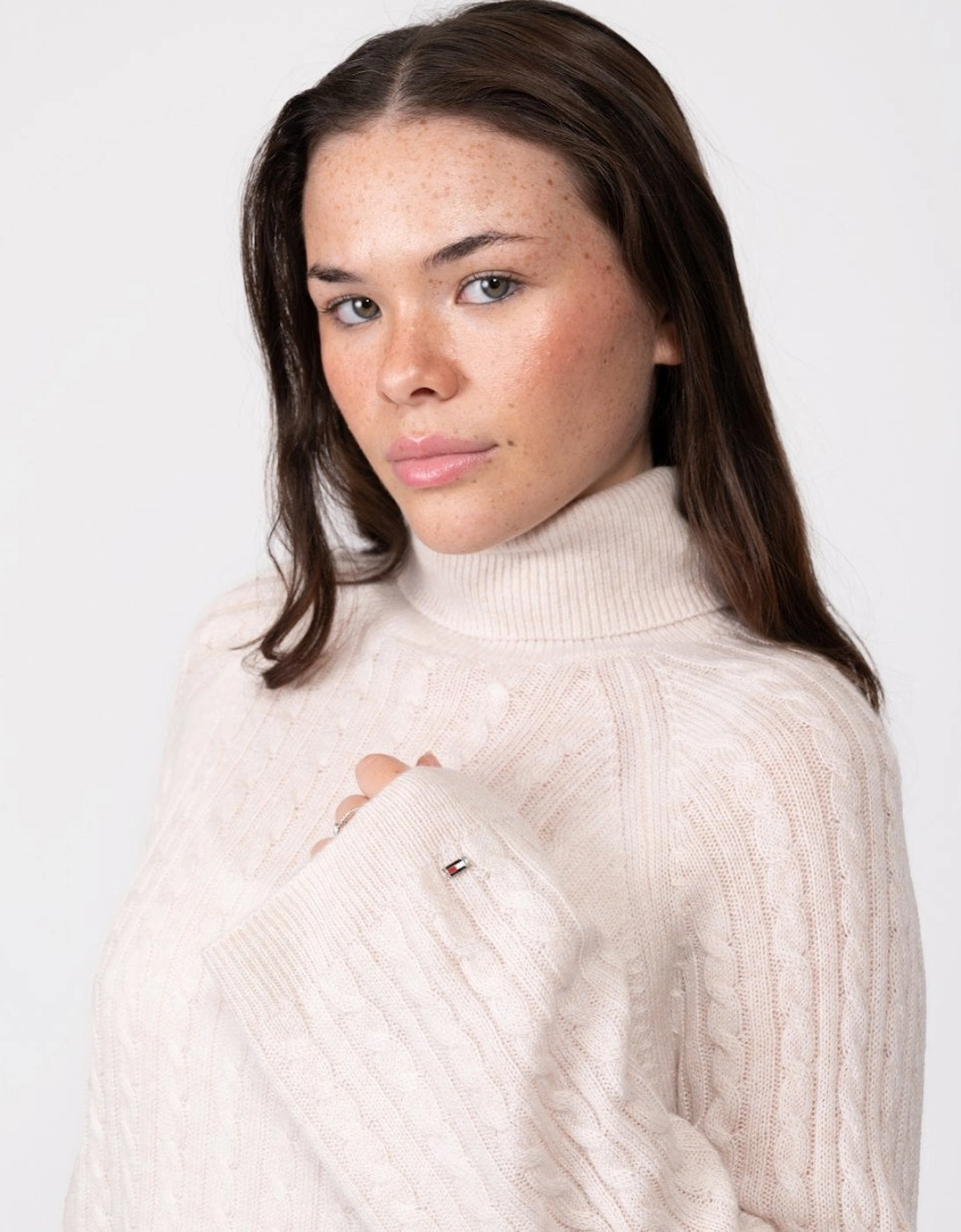 Cable Knit Womens Roll-Neck Jumper