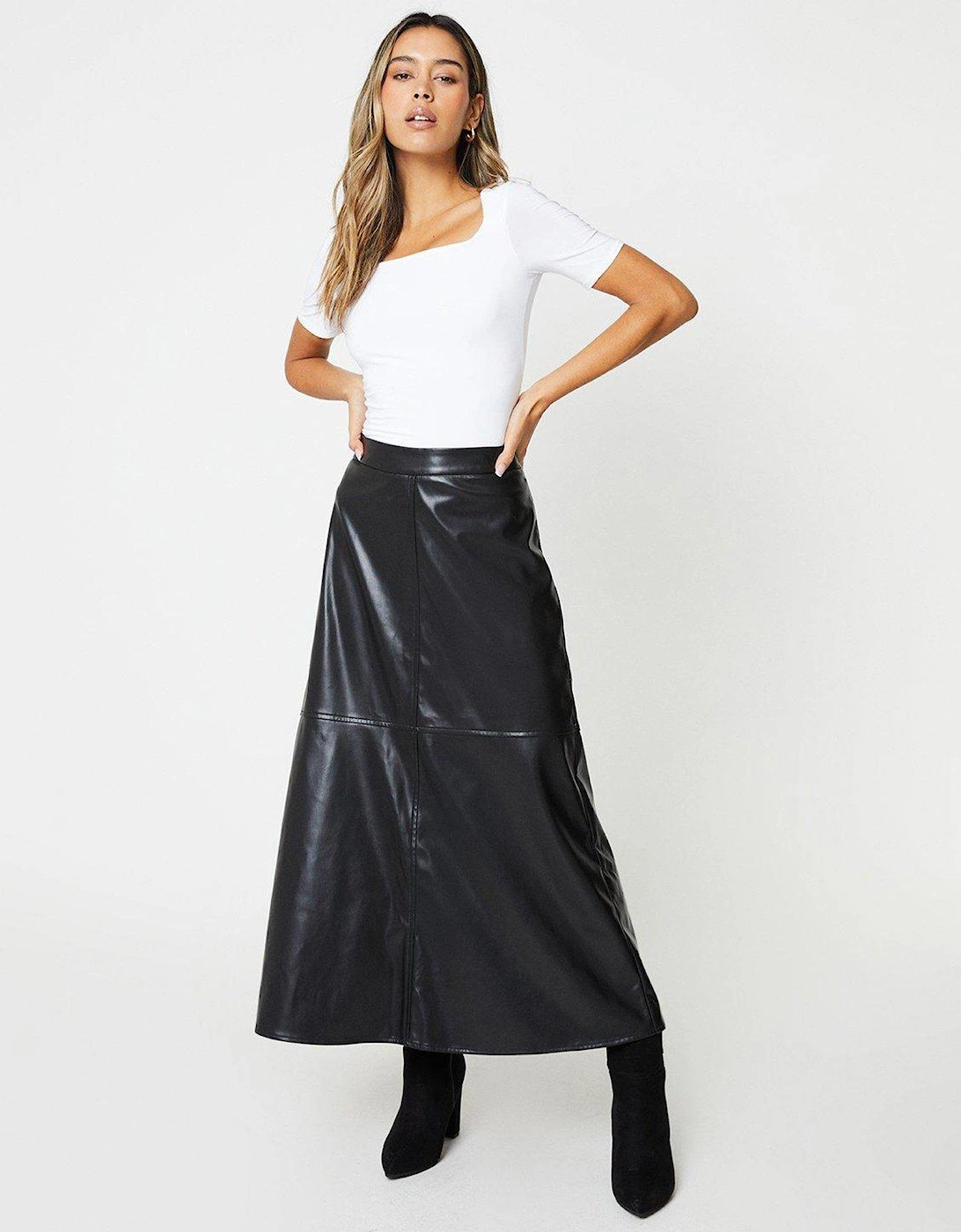 Faux Leather Midaxi Skirt - Black, 3 of 2