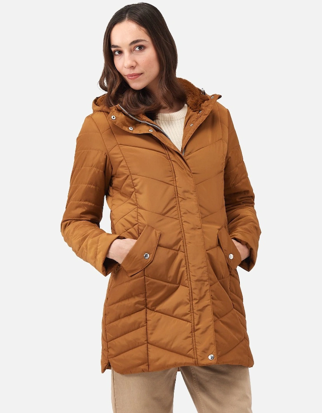 Womens Panthea Padded Insulated Hooded Jacket Coat, 5 of 4