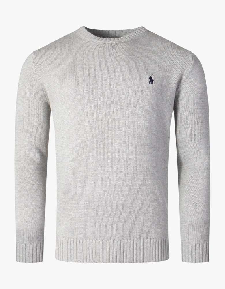Cotton Ribbed Crew Neck Jumper