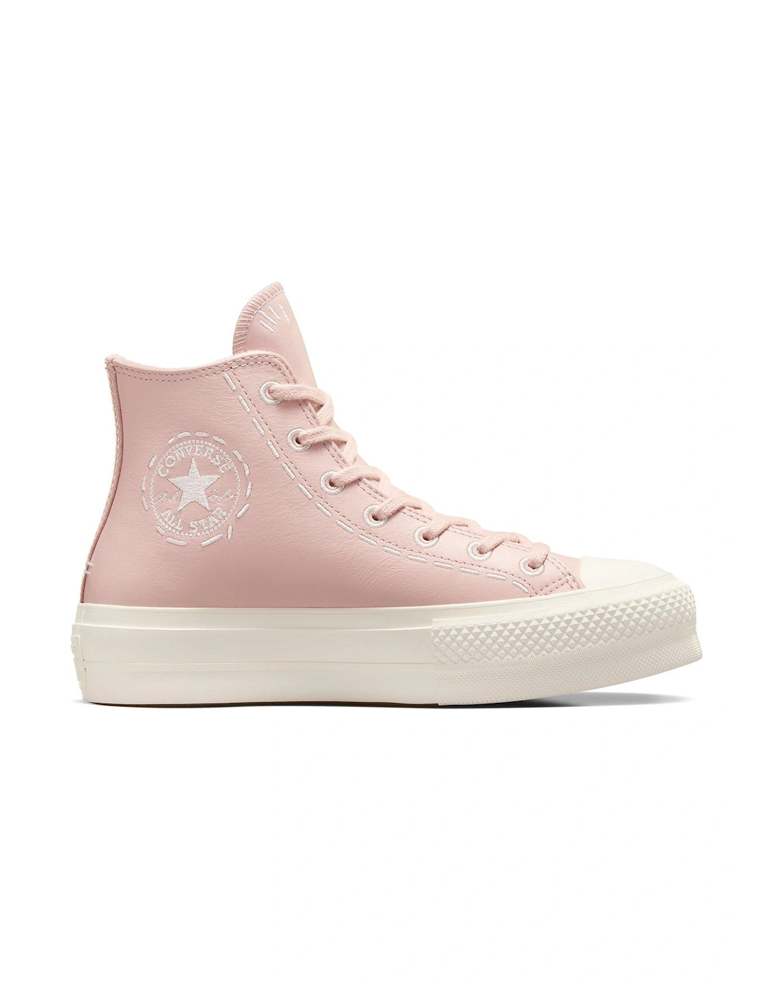 Chuck Taylor All Star Bold Stitch Leather Lift Trainers - Pink, 7 of 6