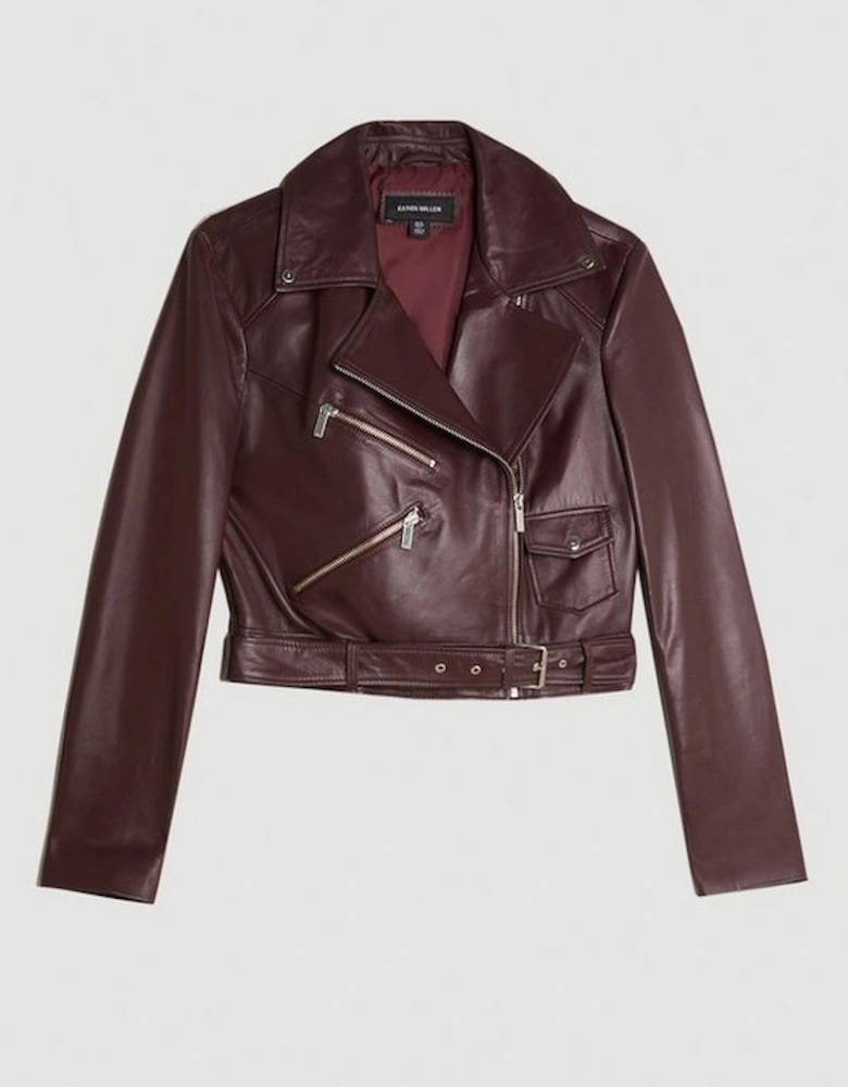 Leather Asymmetric Zip Detail Biker Jacket