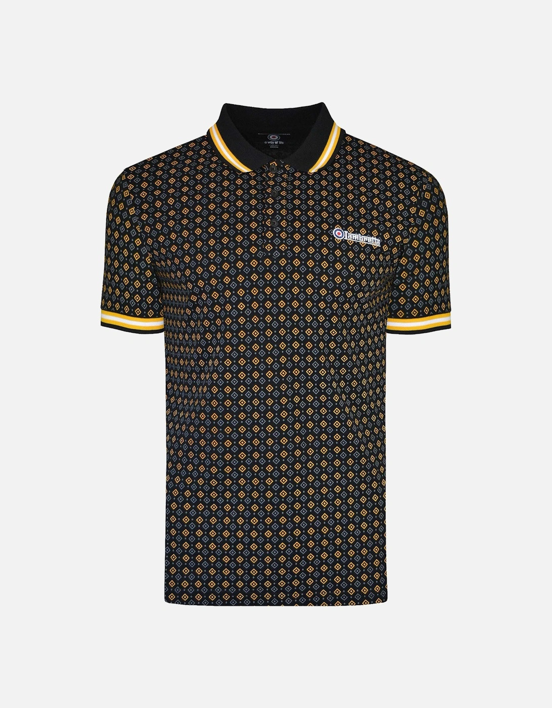 Mens Geometric Allover Print Polo Shirt