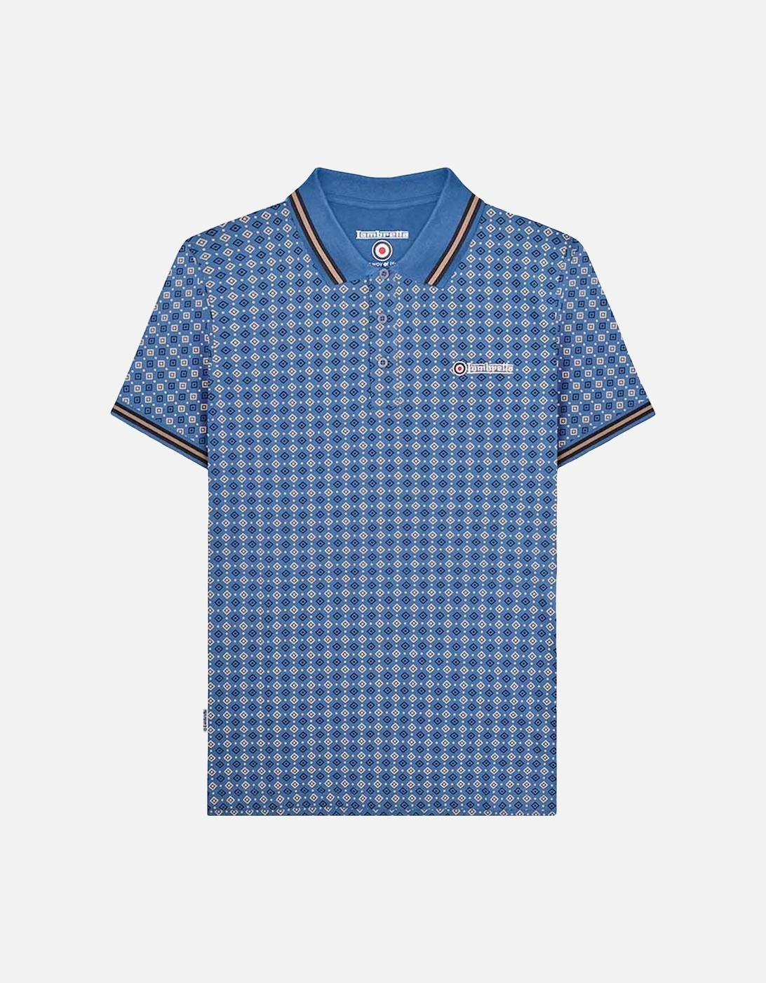 Mens Geometric Allover Print Polo Shirt