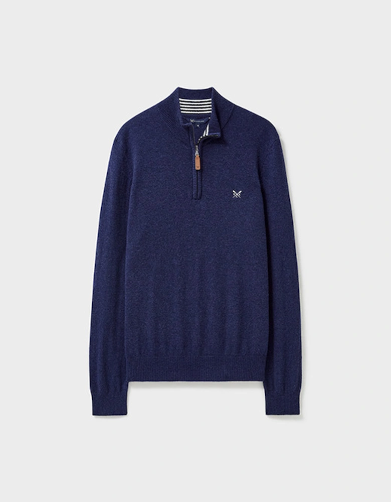 Men's Merino Cashmere Half Zip Winter Navy Marl