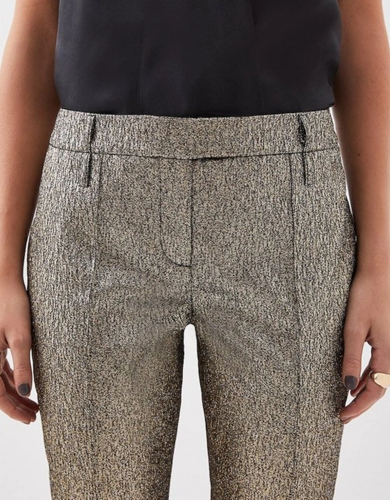 The Founder Petite Metallic Jacquard Slim Tailored Trousers