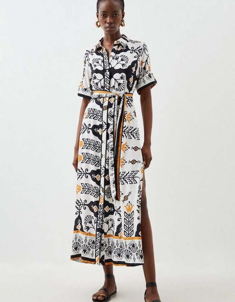 Short Sleeve Viscose Woven Maxi Dress