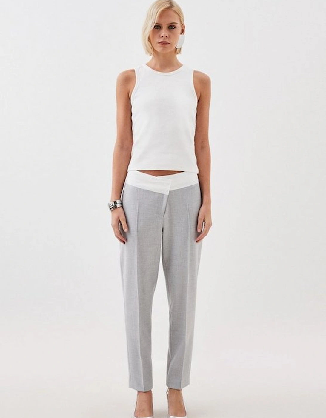 Tailored Asymmetric Waistband Detail Trousers, 5 of 4