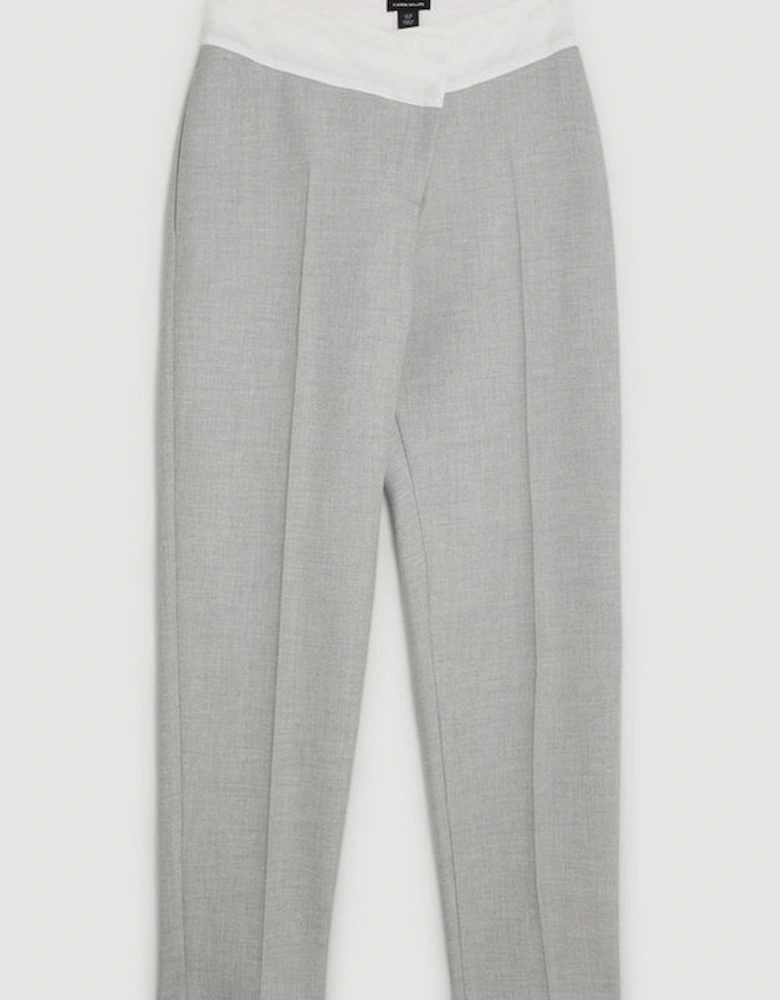Tailored Asymmetric Waistband Detail Trousers