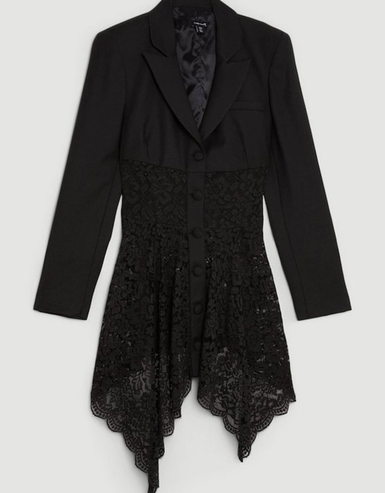 Tailored Italian Lace Detail Longline Blazer