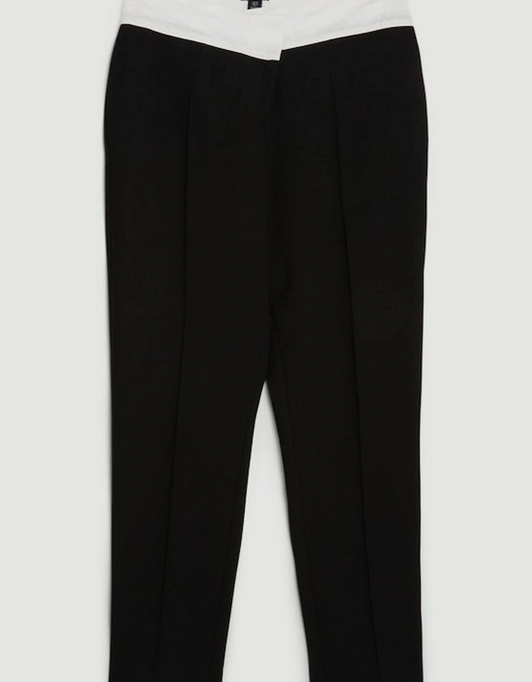 Tailored Compact Stretch Asymmetric Waistband Detail Trousers