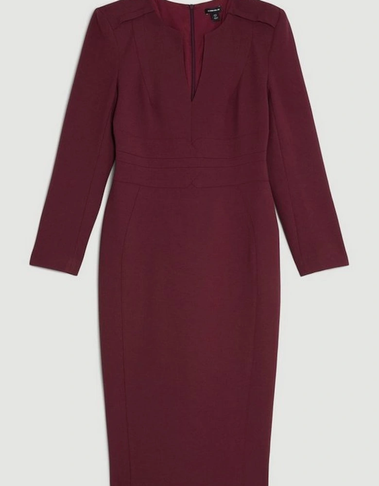 Compact Stretch Waist Detail Tailored Midi Dress