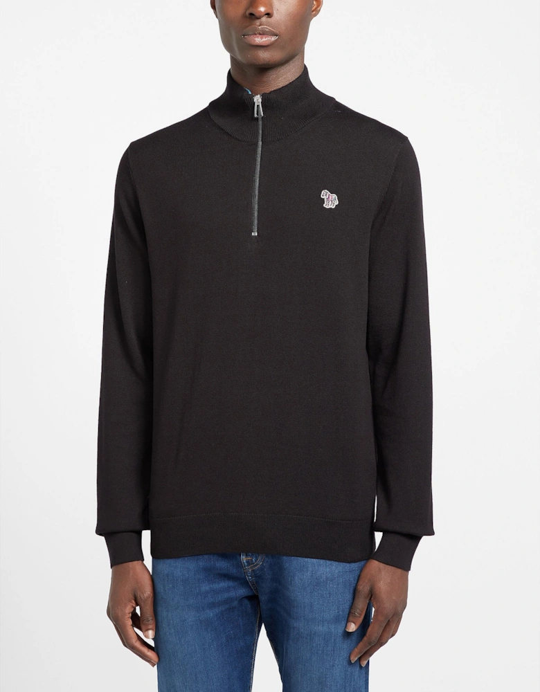 Mens Zebra Logo Half-Zip Knitted Sweatshirt