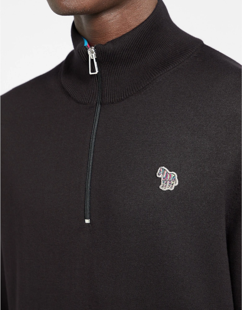 Mens Zebra Logo Half-Zip Knitted Sweatshirt